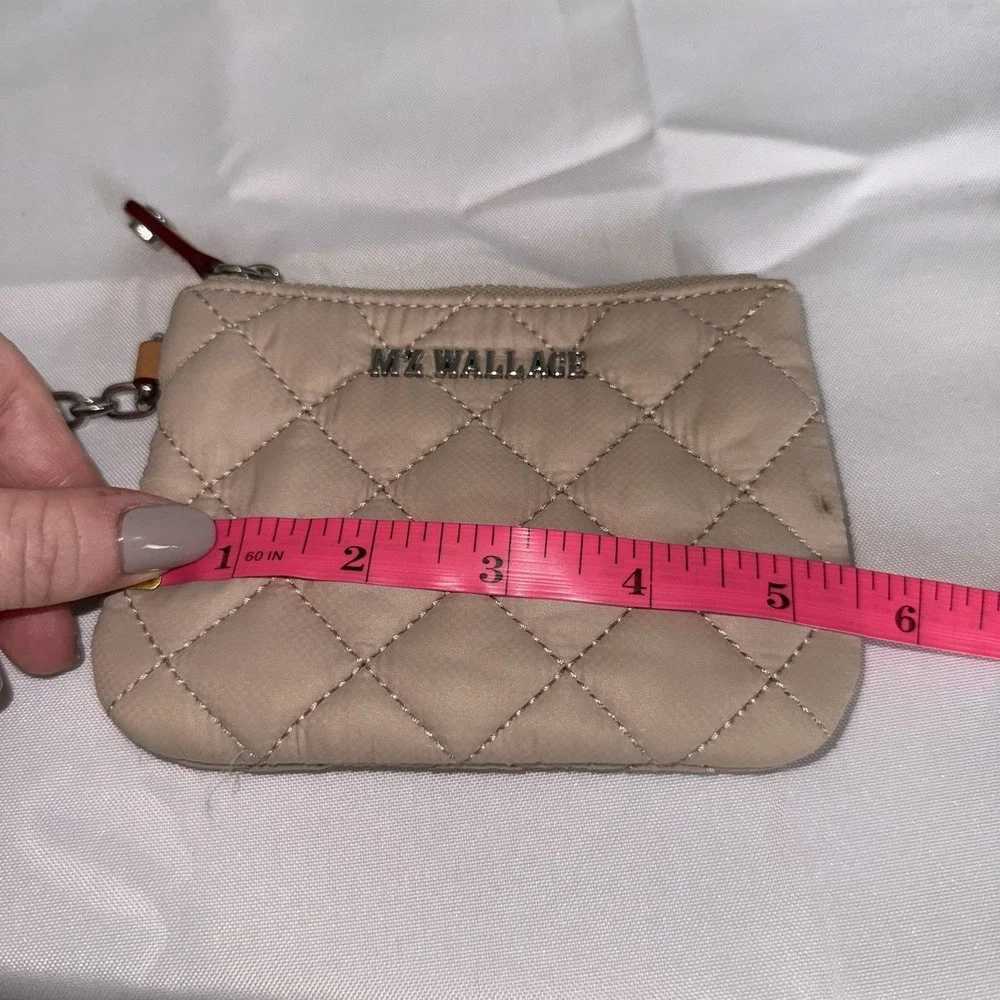 MZ WALLACE Metro Flat Key Pouch Wallet Keychain Bag Charm Morning Dove Beige - Picture 9 of 11